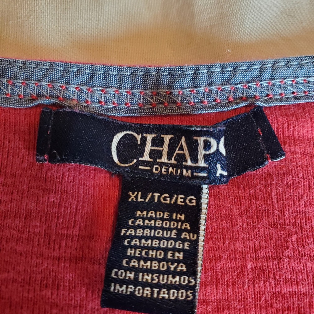 Chaps Denim Womens XL Raspberry Pink Lace Up Henley Slub Knit 3/4 Sleeve Top - Picture 7 of 7